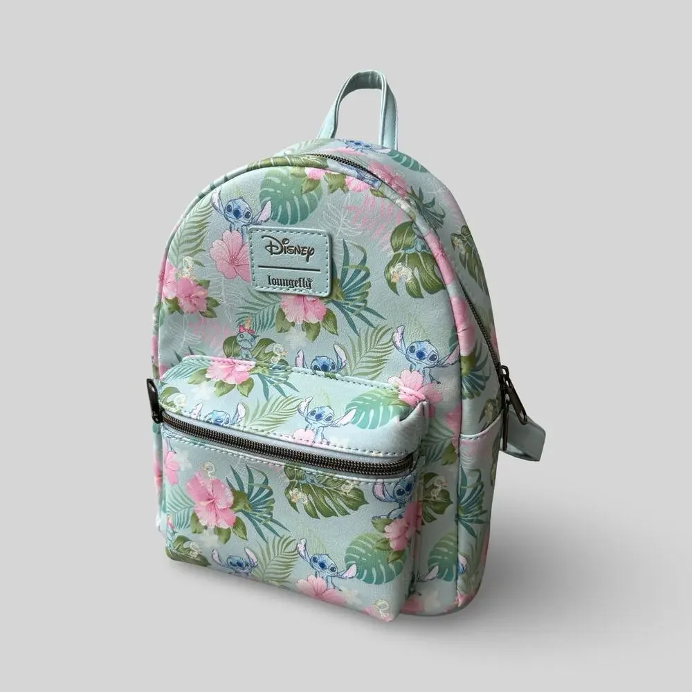 Loungefly Disney Lilo & Stitch Tropical Floral Mini Backpack Pastel Blue Vegan